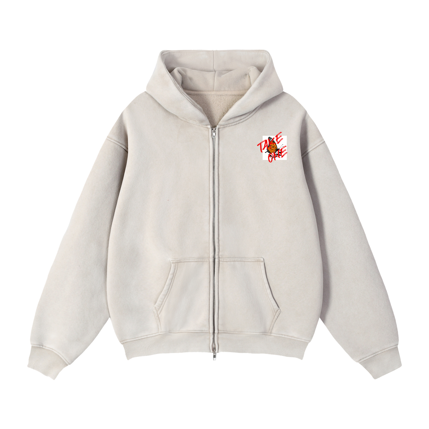 Zip-Through Boxy Fleece Hoodie