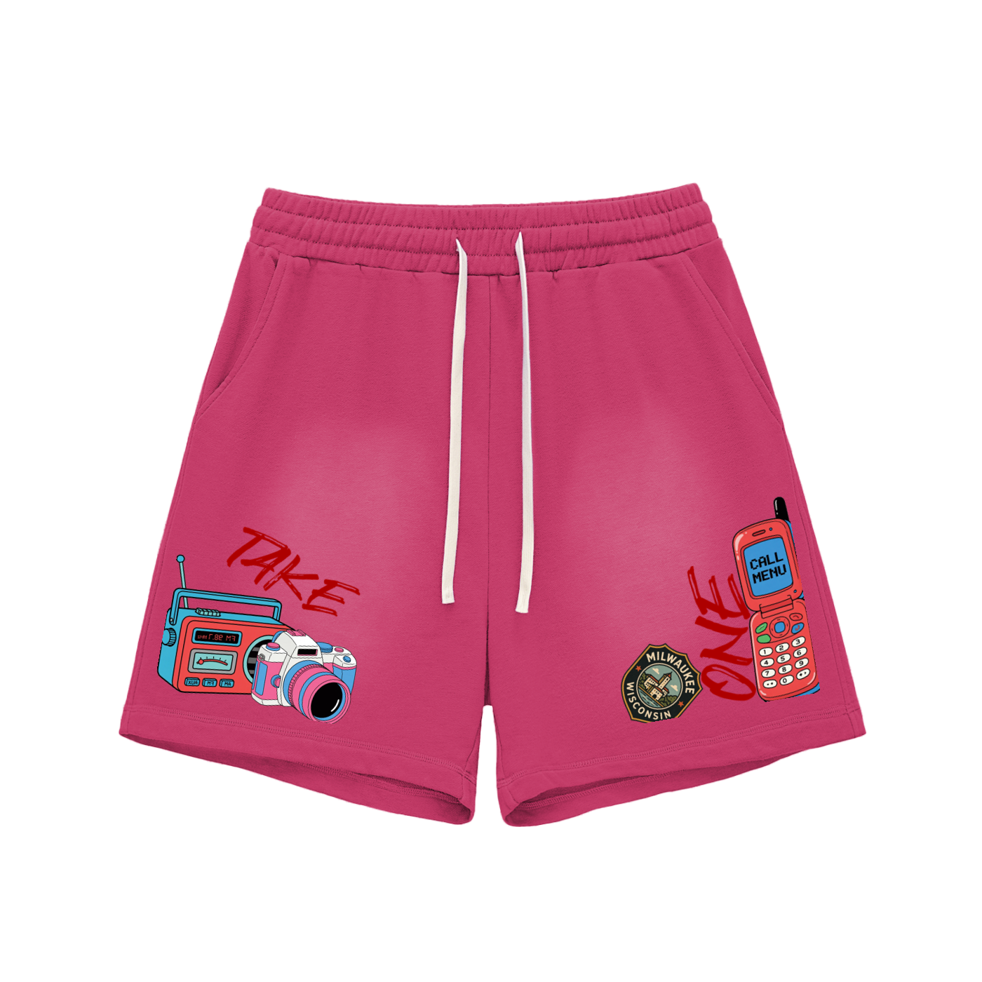 Sun Fade Raw Edge Cotton Shorts