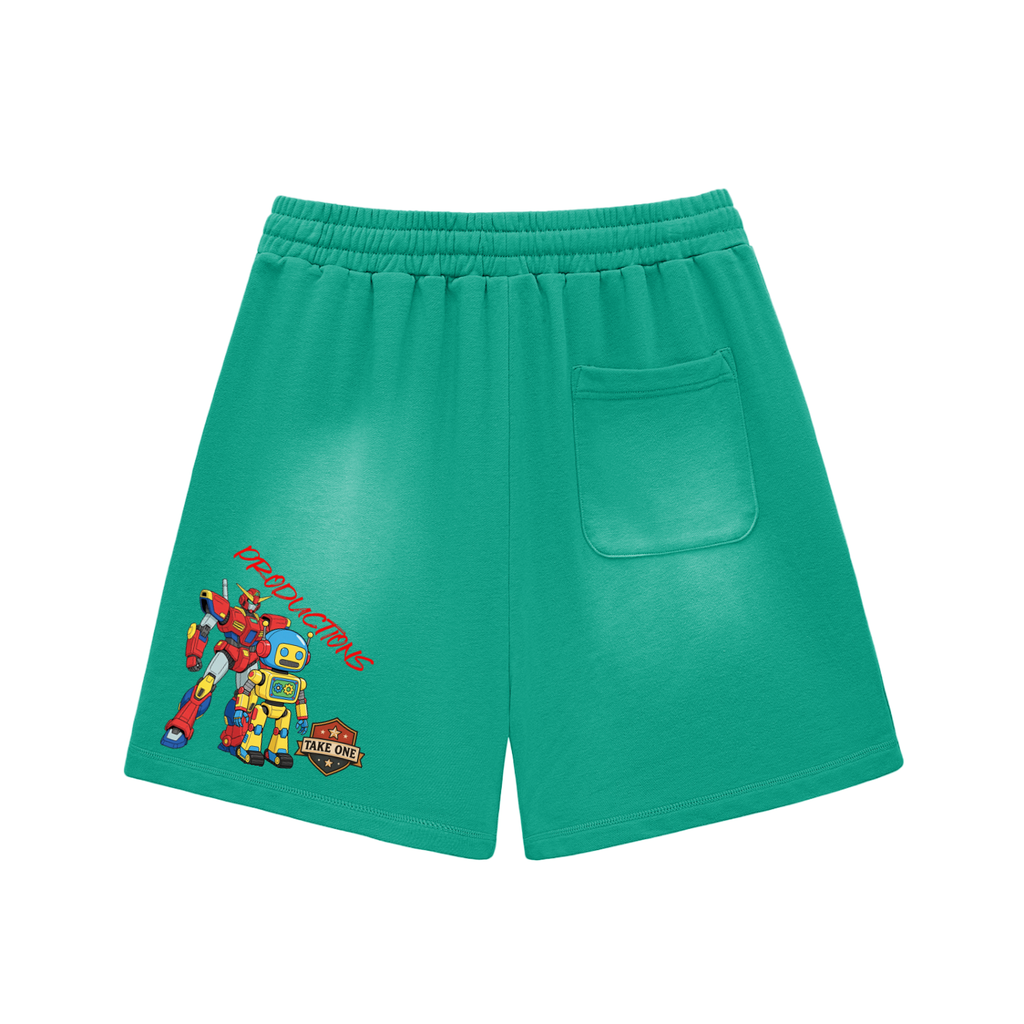 Sun Fade Raw Edge Cotton Shorts