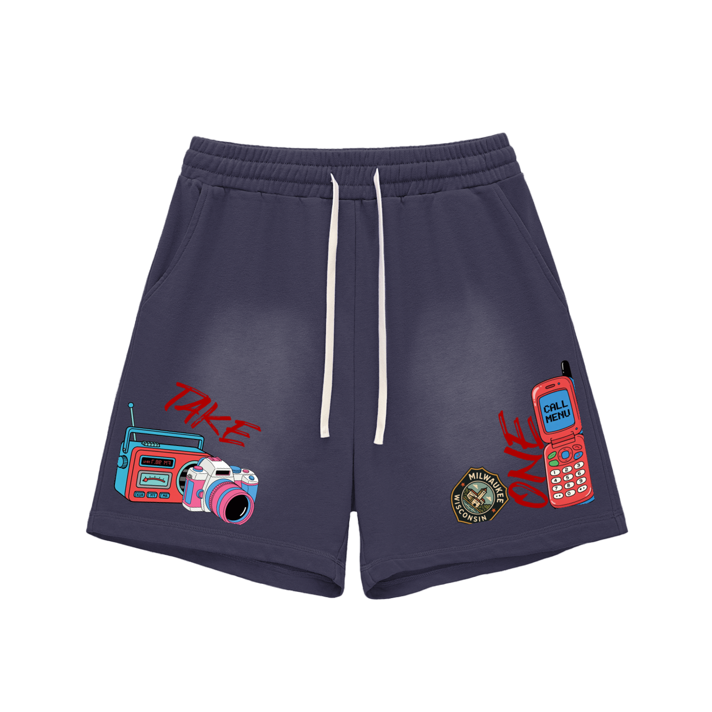 Sun Fade Raw Edge Cotton Shorts
