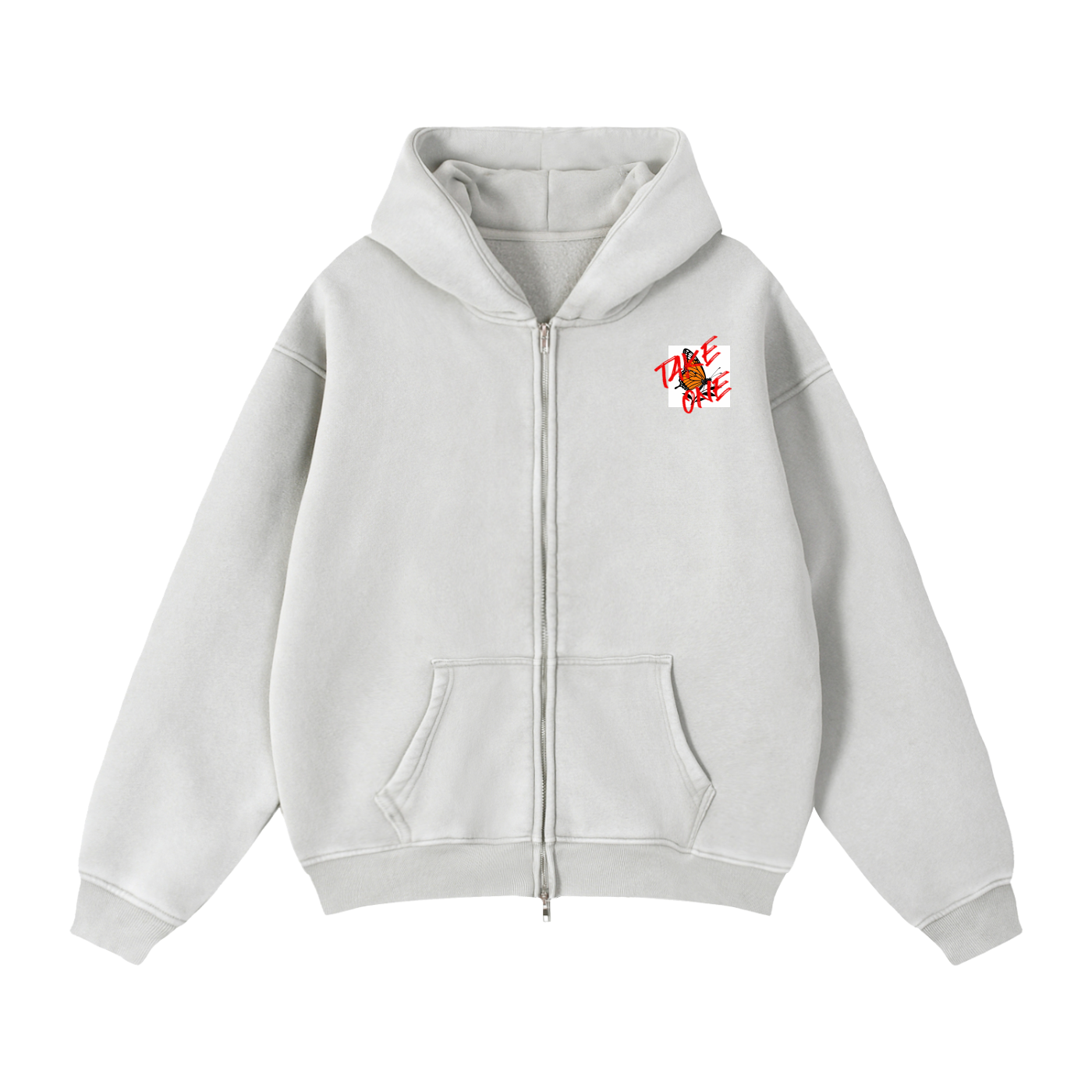 Zip-Through Boxy Fleece Hoodie